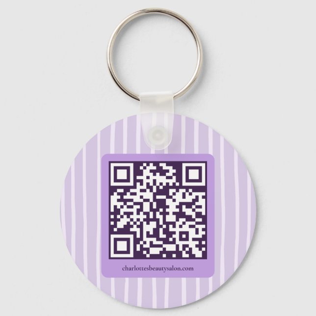 Purple Ornate Bow Frame Beauty Salon Keychain (Back)
