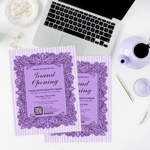 Purple Ornate Bow Frame Grand Opening Flyer