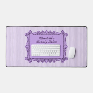 Purple Ornate Bow Frame Salon Desk Mat