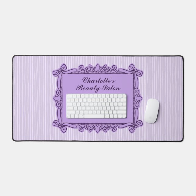 Purple Ornate Bow Frame Salon Desk Mat (Keyboard & Mouse)