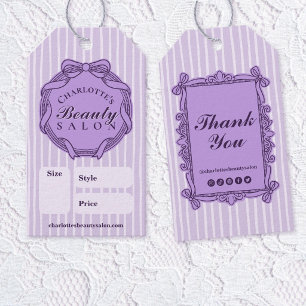 Purple Ornate Bow Frame Salon Price Tag
