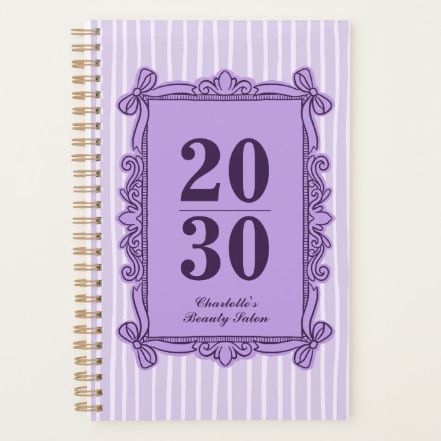 Purple Ornate Bow Frame Year Planner (Front)
