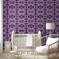 Purple Ornate Scroll Leaf Pattern