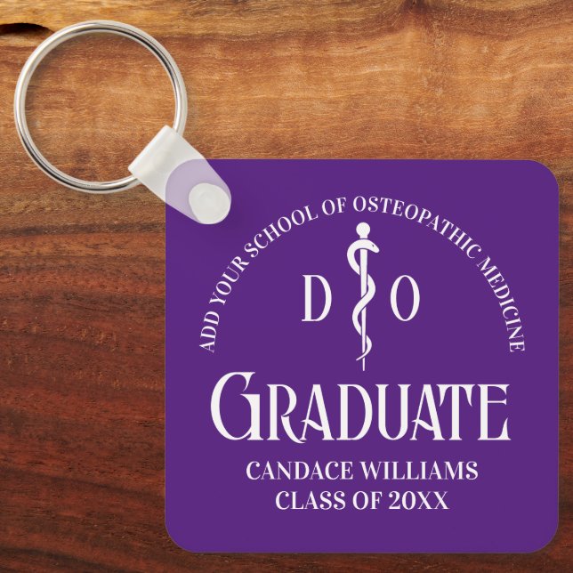 Purple Osteopathic Medical School Graduation Key Ring (Front)