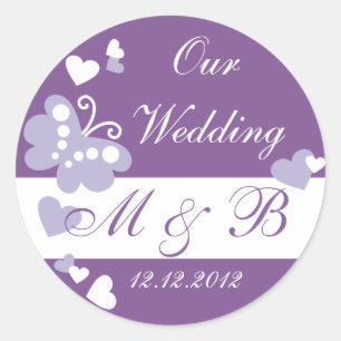 Purple Our Wedding Monogram Sticker