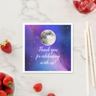 Purple Outer Space Stars Over the Moon Celestial Napkin