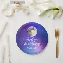 Purple Outer Space Stars Over the Moon Celestial