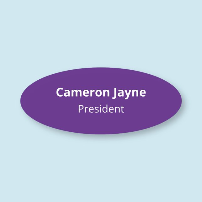 Purple Oval Name Tag Safety Pin Badge Professional (MISOOK Oval Purple Name Tag)