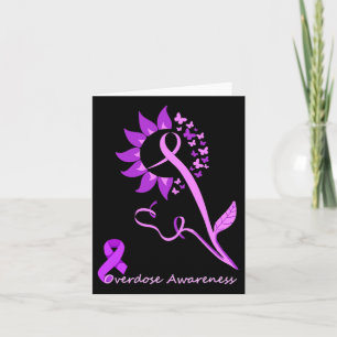 Purple Overdose Awareness Butterfly Sunflower Ribb Card