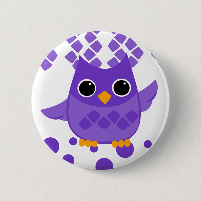 Purple Owl 6 Cm Round Badge (Front)