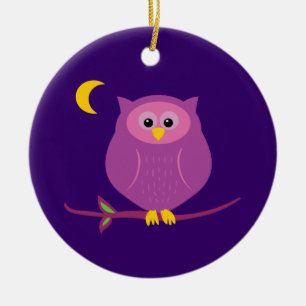Purple Owl Ceramic Tree Decoration