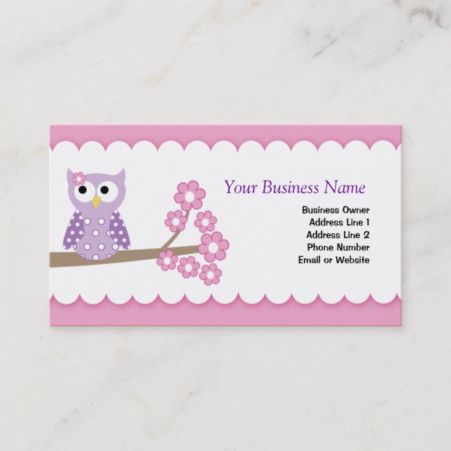 Purple Owl Customisable Business Card Template (Front)