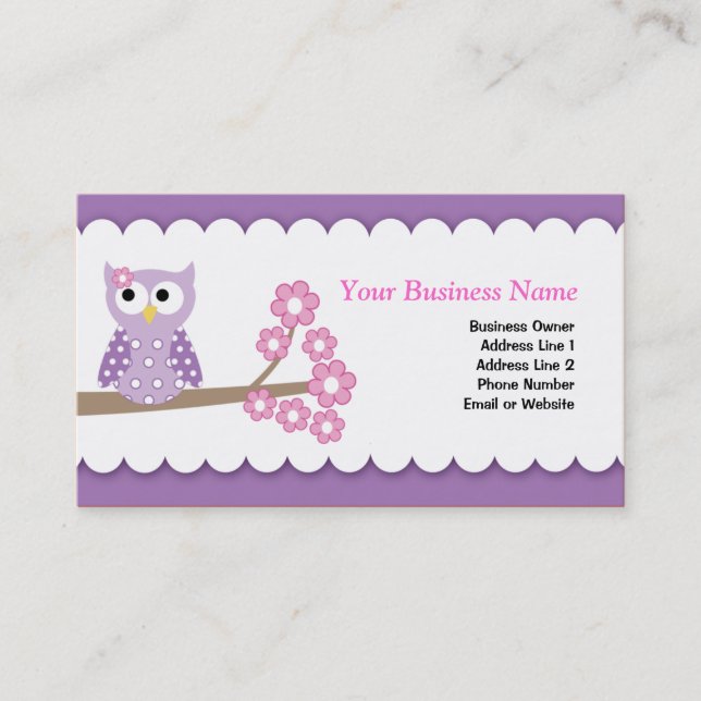 Purple Owl Customisable Business Card Template (Front)