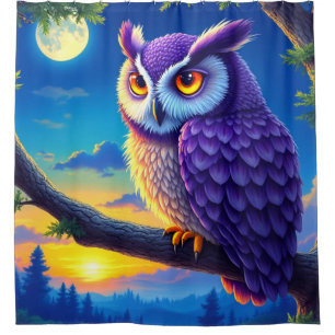 Purple Owl Shower Curtain