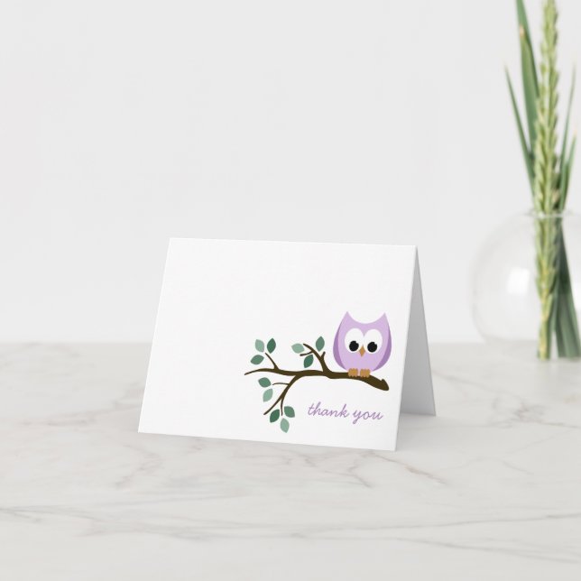 Purple Owl Thank You Card (Front)
