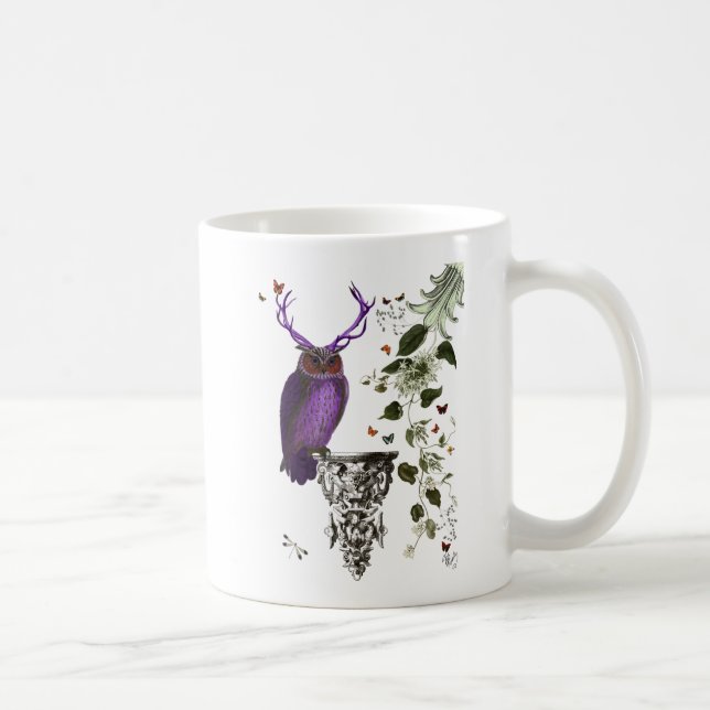 Purple Owl With Antlers 2 Coffee Mug (Right)