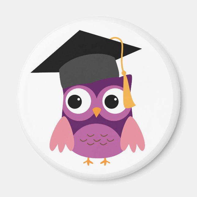 Purple Owl with Cap Graduation Magnets (Front)