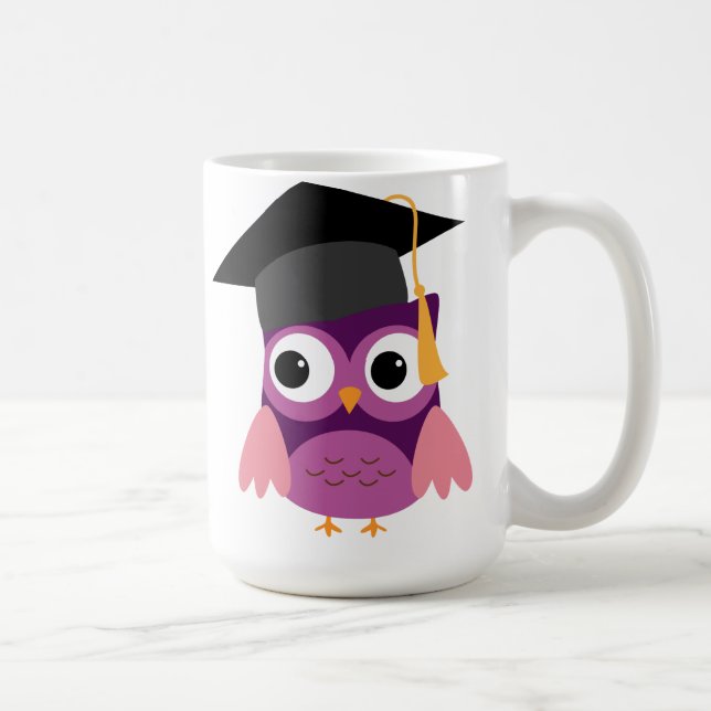 Purple Owl with Cap Graduation Mug (Right)