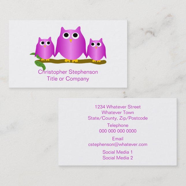 Purple Owls Design Business Card (Front/Back)