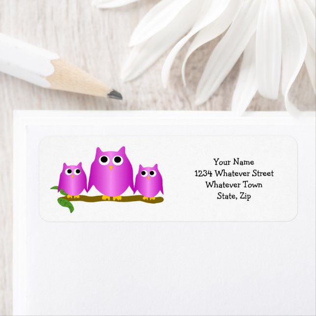 Purple Owls Design Return Address (Insitu)