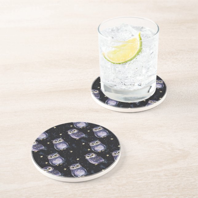 Purple Owls Magic Stars Coaster (Side)