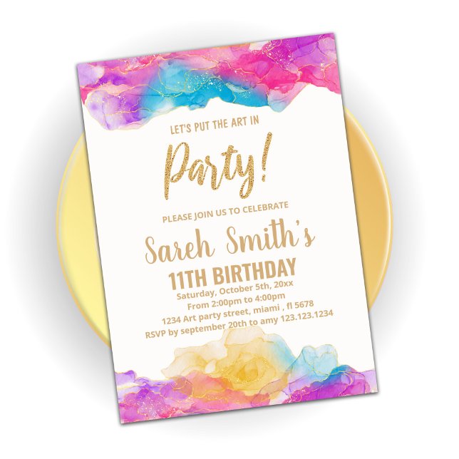 Purple Paint Birthday Invitations (Creator Uploaded)
