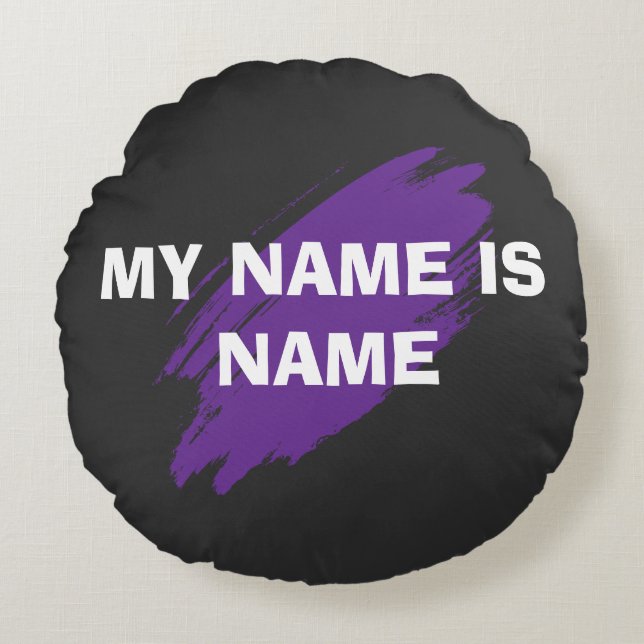 Purple paint custom text round cushion (Front)