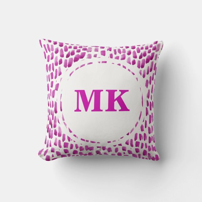 Purple paint patterned Monogram pillow (Front)