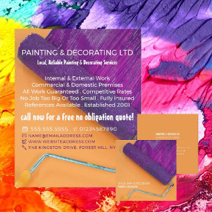Purple Paint Roller, Painter & Decorator Square Business Card