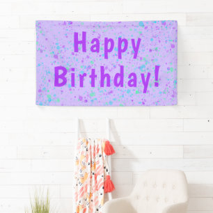 Purple Paint Splatter Birthday Banner