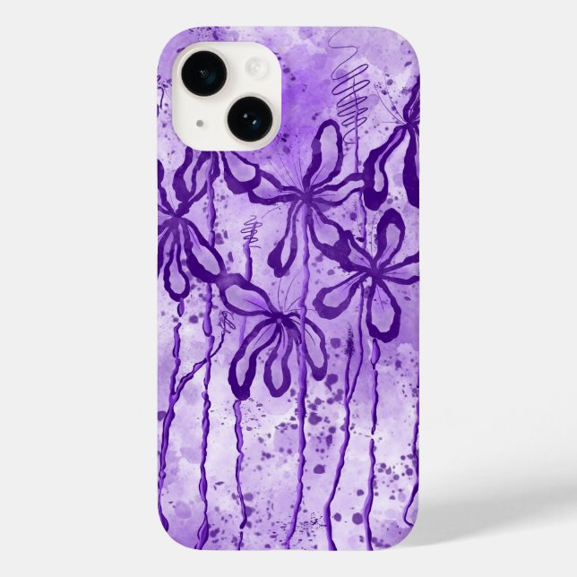 Purple Paint Splatter & Lilies Case-Mate iPhone Case (Back)