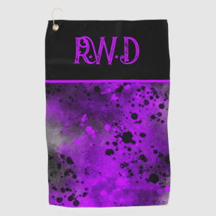 Purple Paint Splatter Monogram Golf Towel