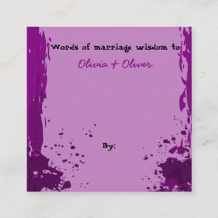 Purple Paint Splatter - Words of Marriage Wisdom - Enclosure Card