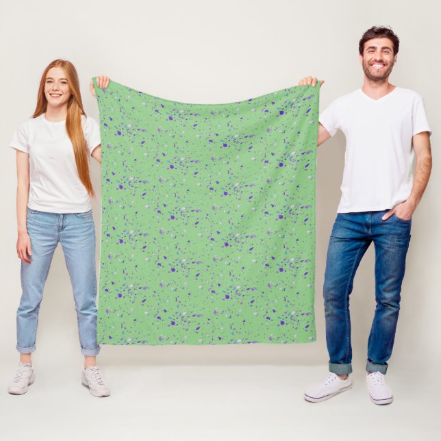 Purple Paint Splatters Fleece Blanket (In Situ)