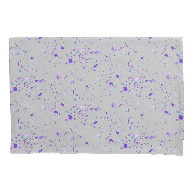 Purple Paint Splatters Pillowcase (Front)