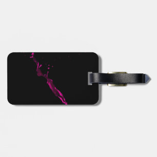 Purple Paint Toss Luggage Tag w/ leather strap