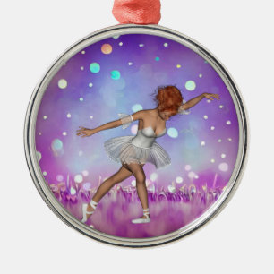 Purple Painted Bokeh Background & Ballerina Metal Tree Decoration