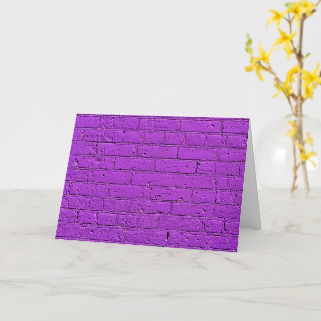 Purple Painted Brick Wall Card (Yellow Flower)