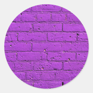 Purple Painted Brick Wall Classic Round Sticker