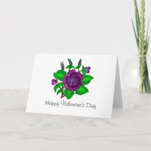 Purple Painted Roses Valentine's Day Blank Card