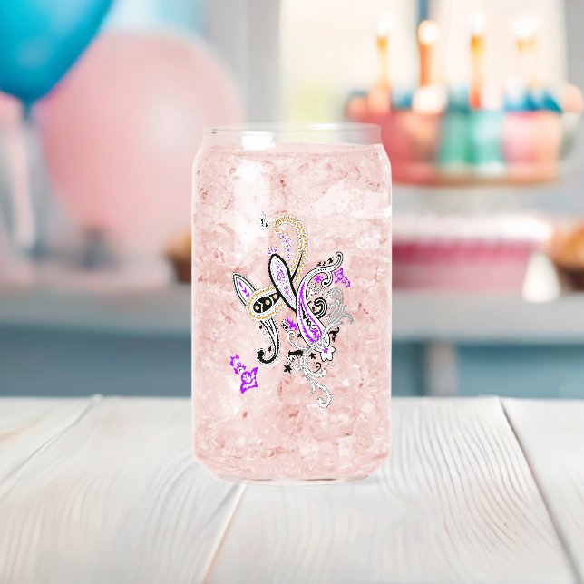 Purple Paisley Can Cooler Glass (Insitu (Baby Shower))