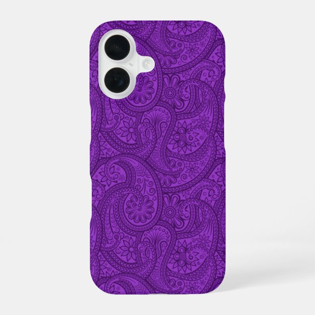 Purple Paisley iPhone 16 Case (Back)