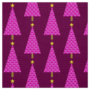 Purple paisley modern Christmas tree Fabric
