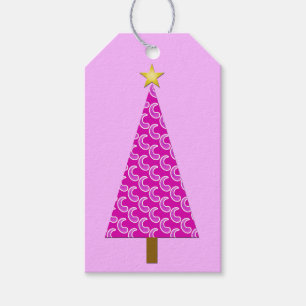 Purple paisley modern Christmas tree Gift Tags