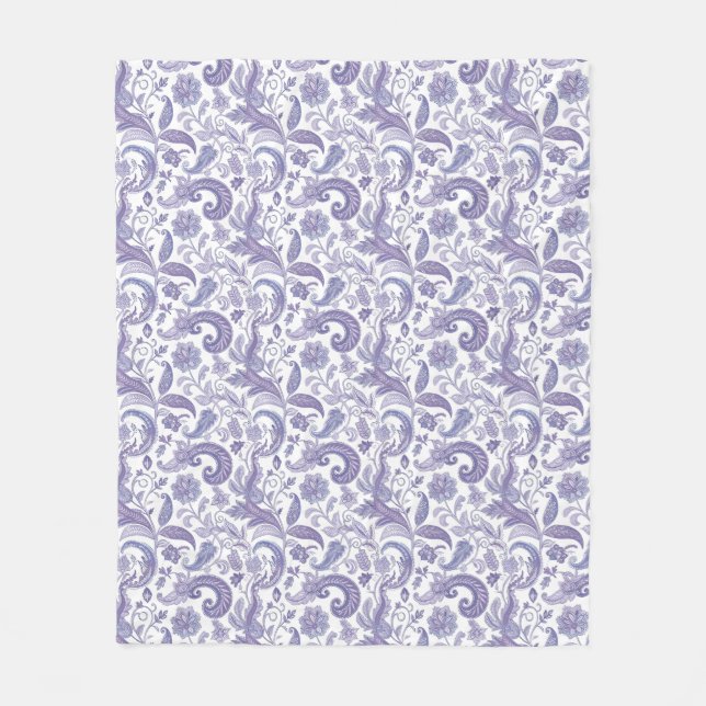 Purple Paisley Pattern Fleece Blanket (Front)
