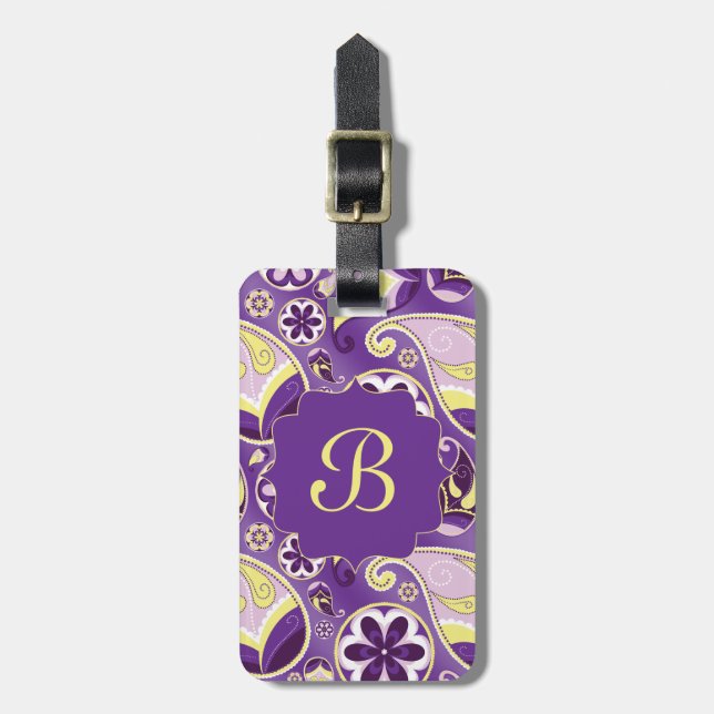 Purple Paisley Smooth Gradient Background Luggage Tag (Front Vertical)