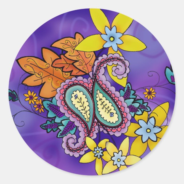 Purple Paisley Stickers (Front)