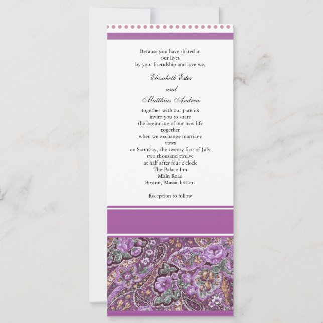 Purple Paisley Wedding Invitation (Front)