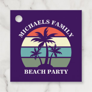 Purple Palm Tree Custom Beach Party Favour Tags