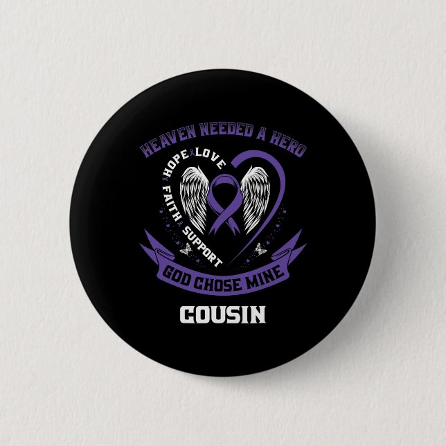 Purple Pancreatic Cancer Awareness Ribbon Cousin H 6 Cm Round Badge (Front)